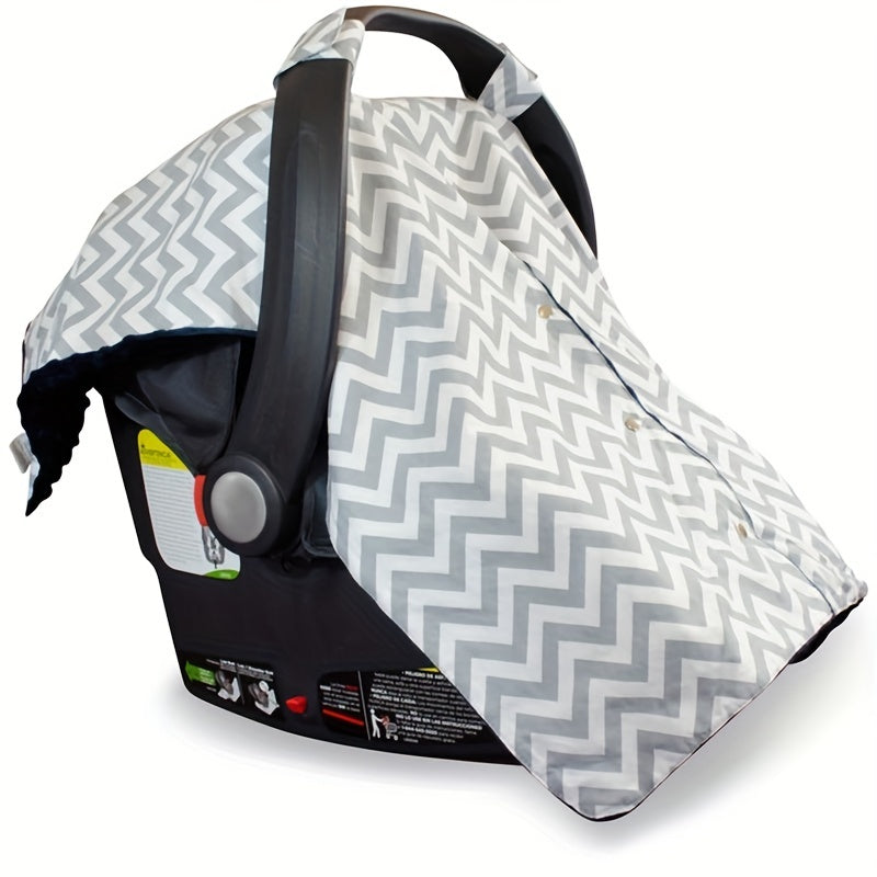 Navy Melvenco Chevron Car Seat Cover for Kids - Stylish, Breathable Canopy, Cozy Shade for Boys & Girls on the Go