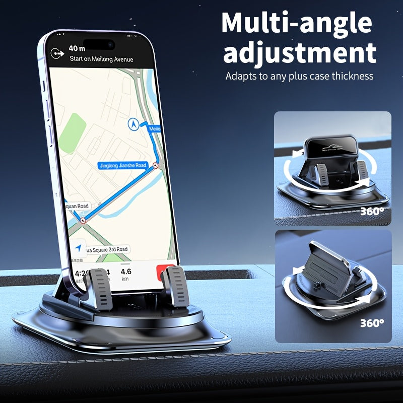 LCARS 360° Rotatable Car Phone Mount made of ABS material with silicone non-slip pad for use in cars, offices, and home.