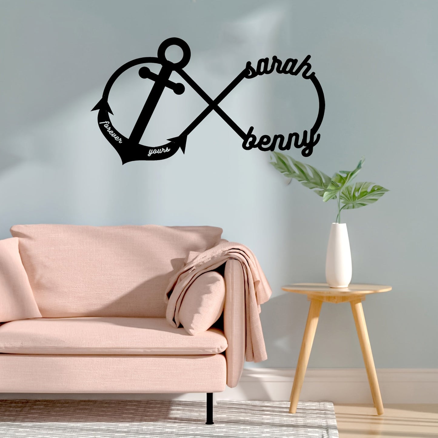 Customized Infinity Anchor Metal Sign - Personalized with Name, Durable for Outdoor Use - Great for Valentine's Day and Wedding presents