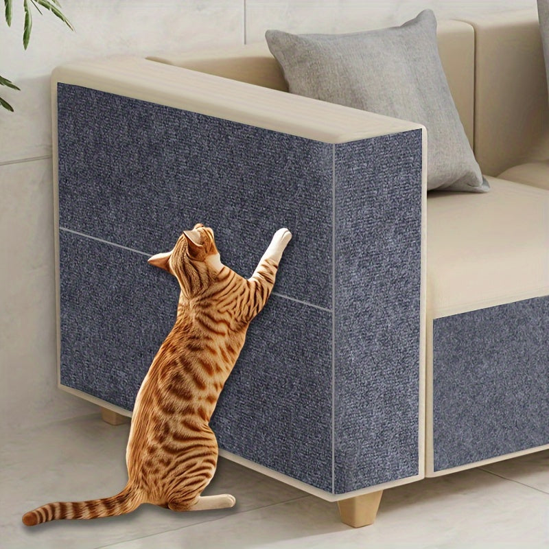 Durable adhesive cat scratching mat roll with sticky tape, ideal for protecting cat furniture.