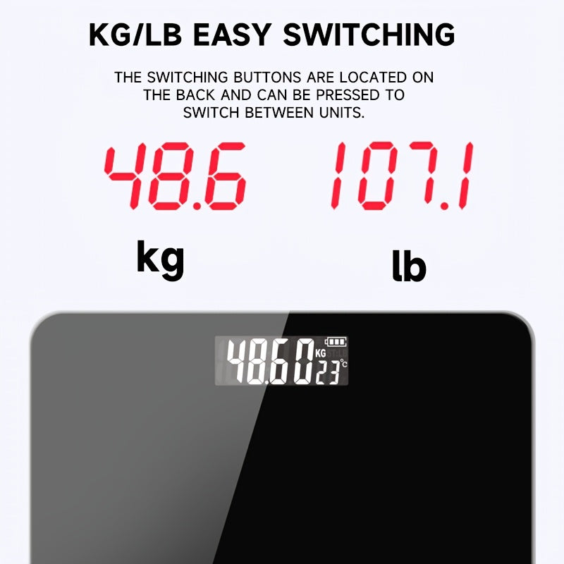 High precision digital body weight scale with durable LCD display. Battery operated (AAA not included) for health monitoring.