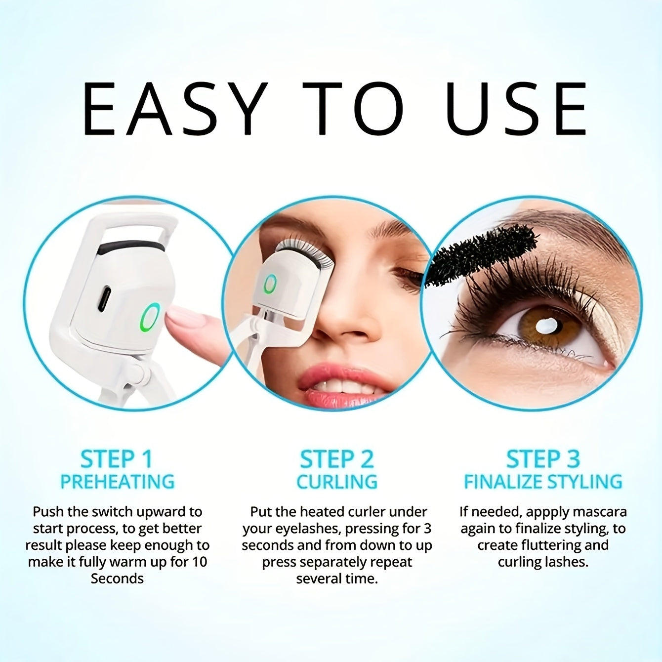 ABS Electric Eyelash Curler for Long-Lasting Curls at Home