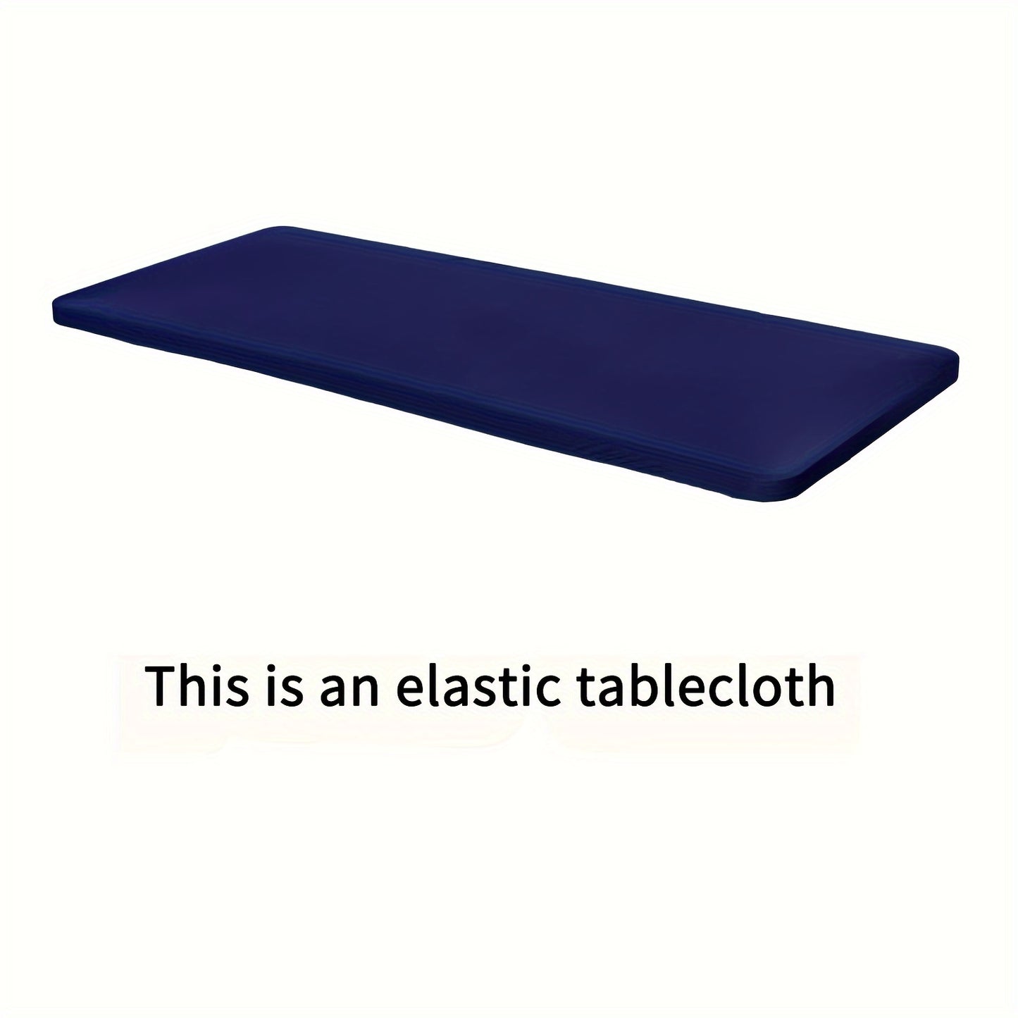 Rectangular half-wrapped polyester tablecloth with elastic edges, perfect for outdoor events and parties.