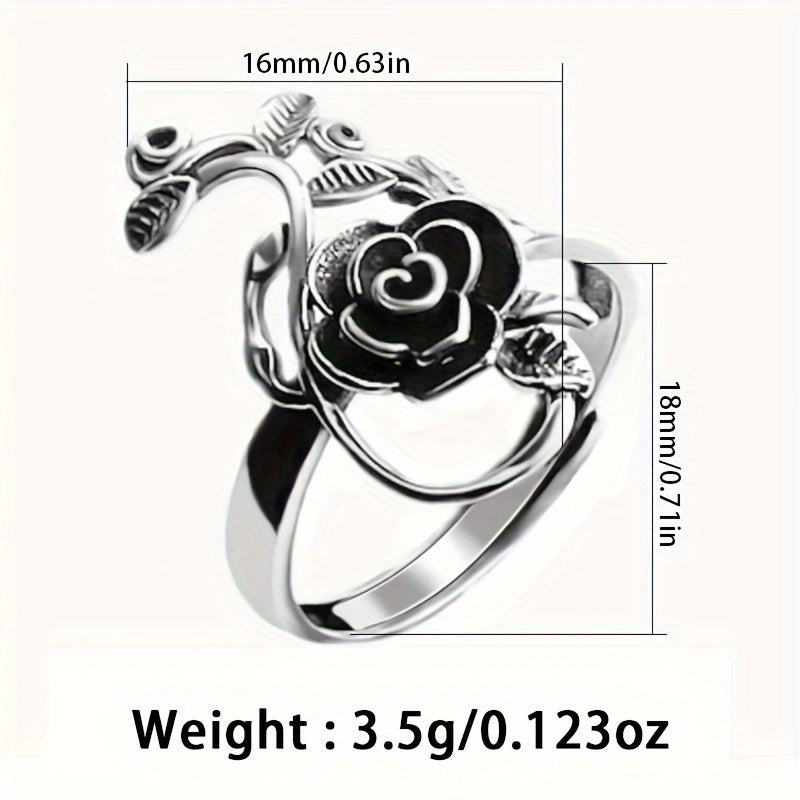 Stylish Vintage Rose Open Ring for Women - Crafted from 925 Sterling Silver, Ideal for Everyday Wear and Gifting