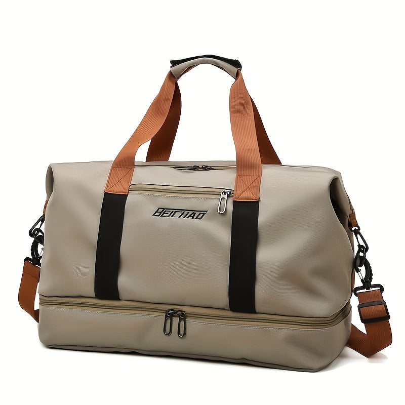 Stylish large capacity travel bag with separate compartments for wet and dry items, perfect for outings, fitness, and college.