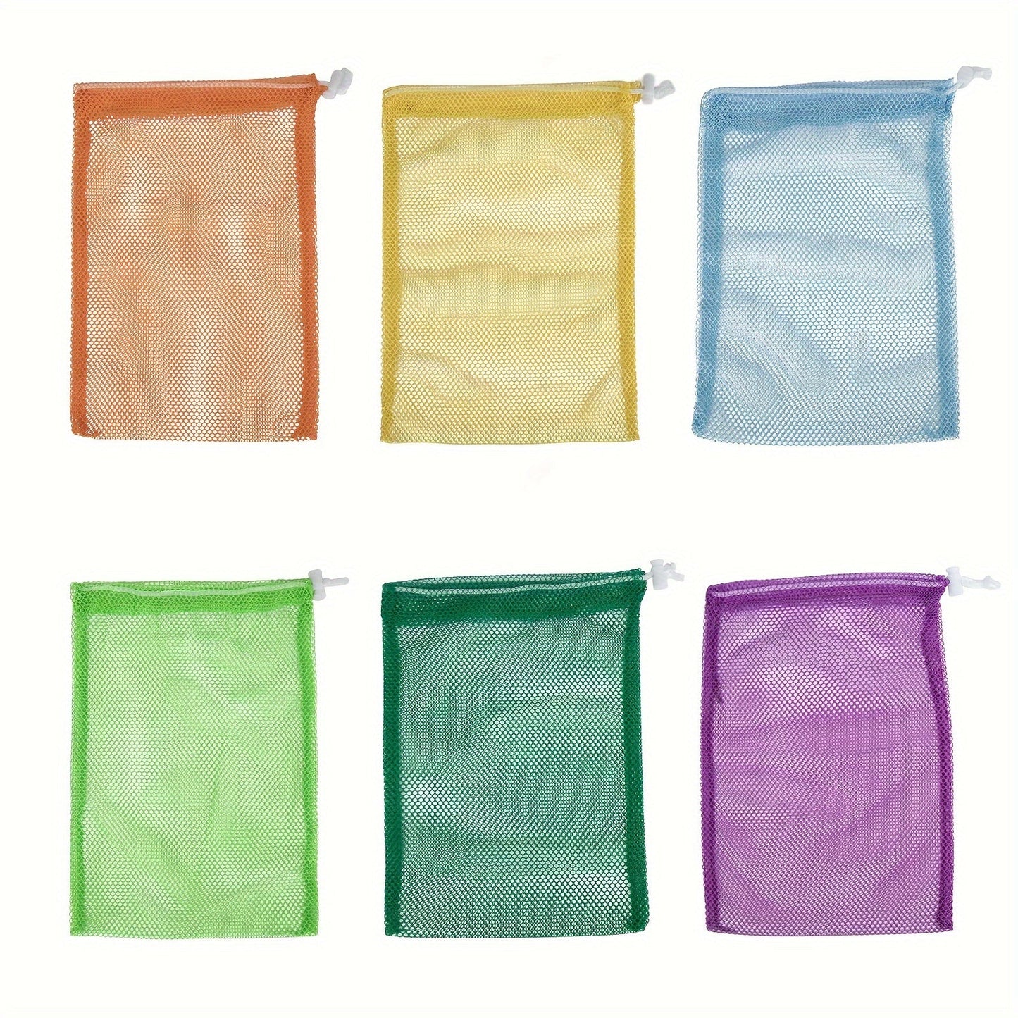 Mesh produce bags that are reusable and ideal for keeping fruits and vegetables organized.