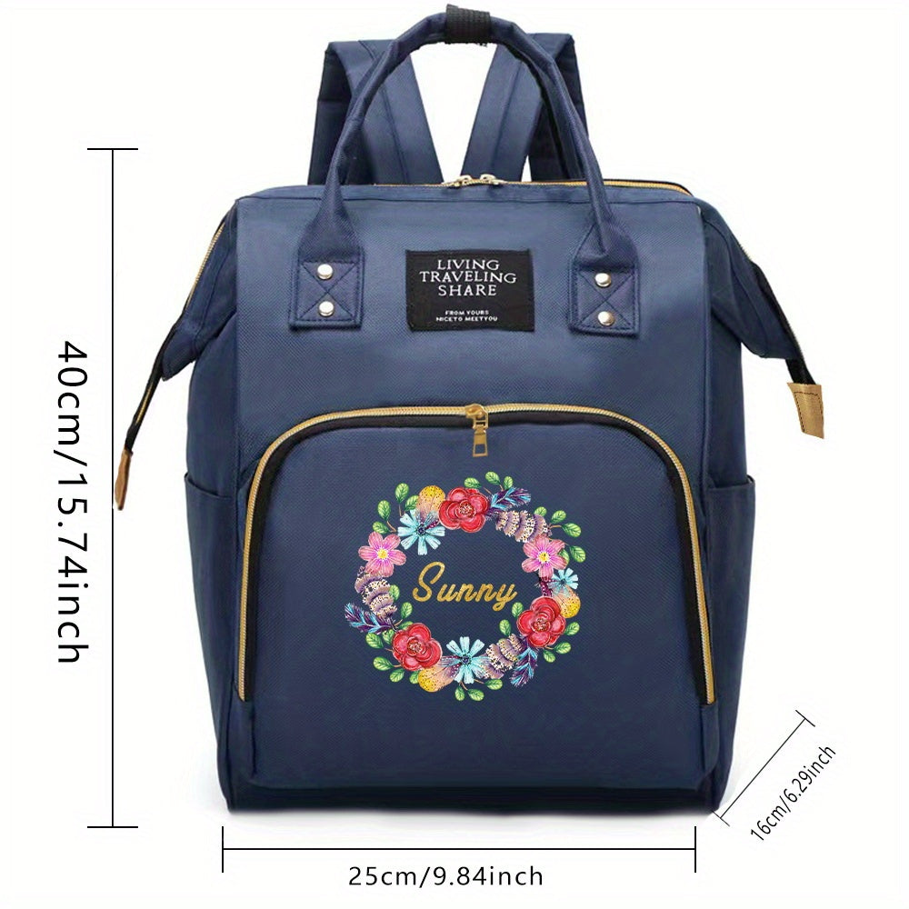 Personalized Mommy Backpack with Customizable Name - Diaper Bag with Travel Essentials Storage, Large Capacity Handbags, Convenient Bottle Nursing Bags, Organizer for Women - Perfect for Traveling