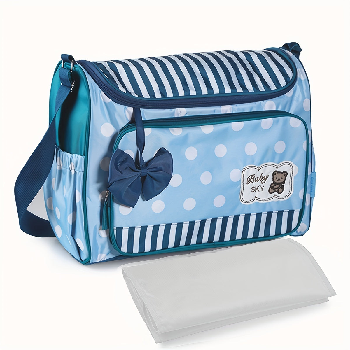 Large Capacity Single Shoulder Parent Bag Diaper Bag with Fashionable Polka Dot Print