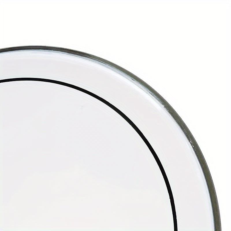 1pc, Double-layer Transparent Oil Faux Leather Drum Skin available in 20.32 cm, 25.4 cm, 30.48 cm, 35.56 cm, 40.64 cm sizes. Fine Stripe Transparent Drum Skin with Durable Alloy Ring Mouth