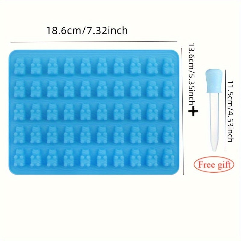 Silicone Mold Set: Includes 1 Dropper and 1 Gummy Bear Mold - 50 Cavities for Candy, Baking, and Chocolate Making