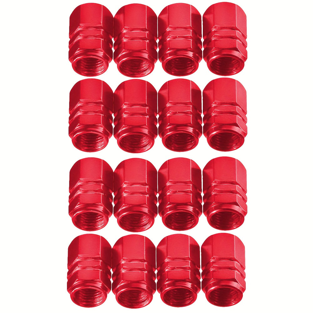 Durable and weather-resistant black aluminum alloy hexagon tire valve stem caps for various vehicle models provide sleek vehicle customization.