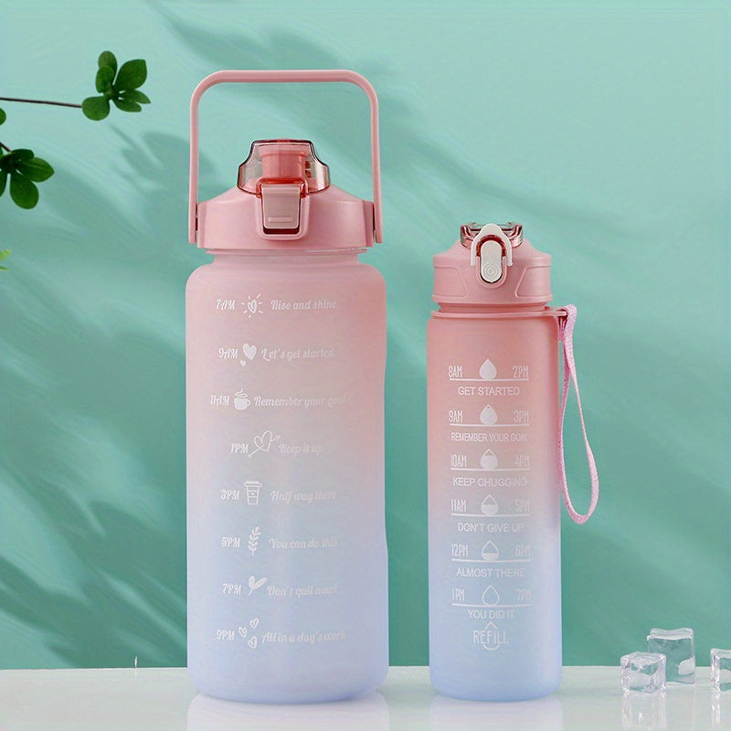 Large capacity water bottle with gradient color design, leak-proof and lightweight for outdoor use, great gift for friends and family.