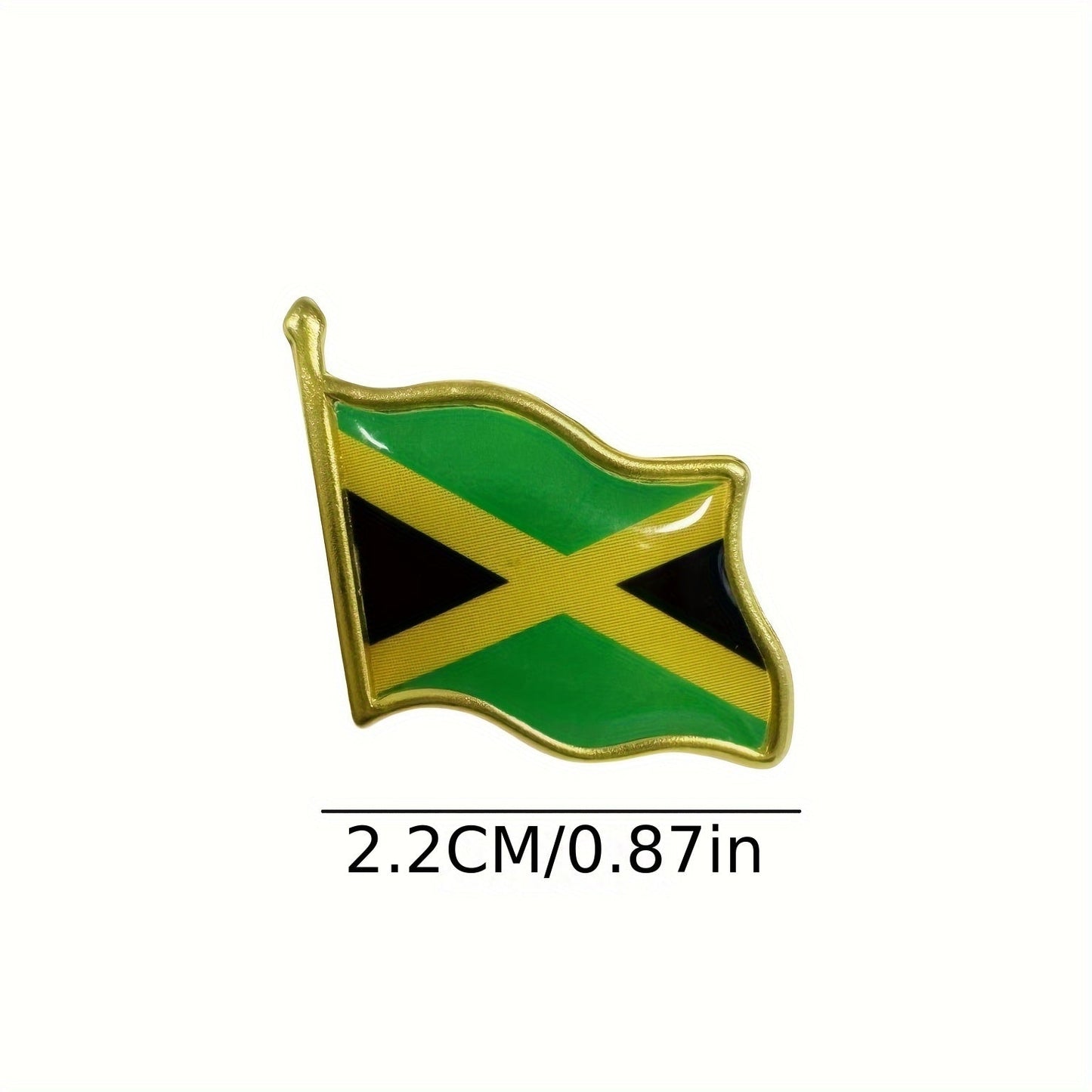 A set of 20 vintage Jamaican flag brooches, crafted from square alloy pins perfect for clothing and accessories.