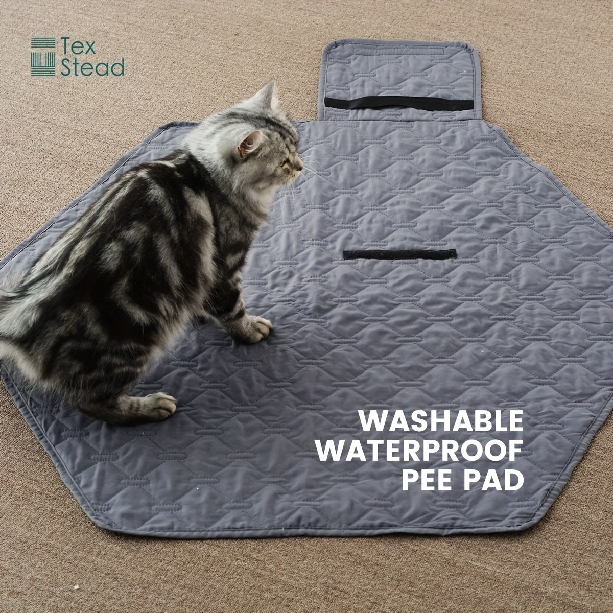 Waterproof pet pee pad available in 1pc, perfect for small pets. Reusable and machine washable with non-slip features. Made from polyester fiber, suitable for dogs, cats, rabbits, and