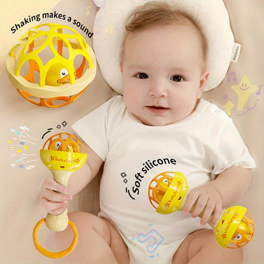 Perfect for 0-3 year olds, the 2024 Trendy Youngsters Hand Rattle Toy Set is a must-have. This set includes a Vibrating Grip Strength Trainer and Soothing Sound feature, all made from durable Yellow PP Material. It makes for the ideal Halloween or