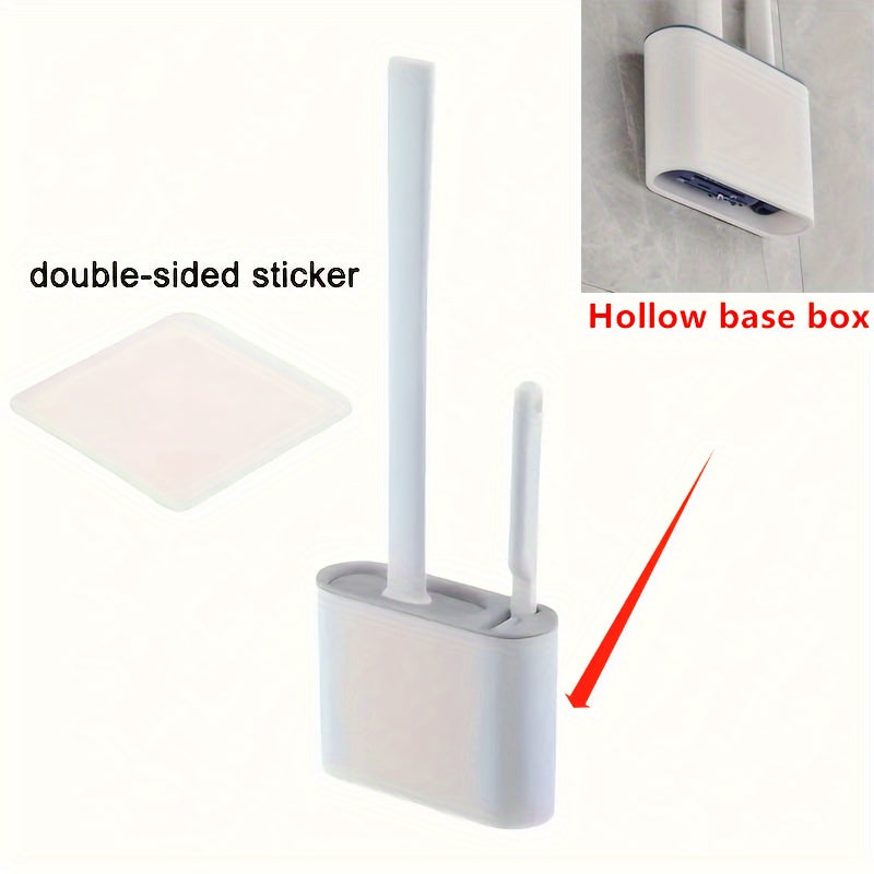 1 set of 2 toilet brushes and a sealed toilet seat box, wall-mounted with a long handle and silicone soft brush head for multi-functional use in households.