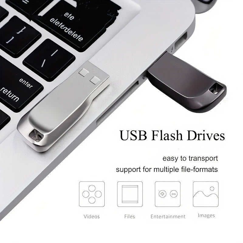 Metal USB 2.0 Flash Drive with High-Speed Data Storage, Available in Various Sizes, Secure Transfer for Computers and Tablets