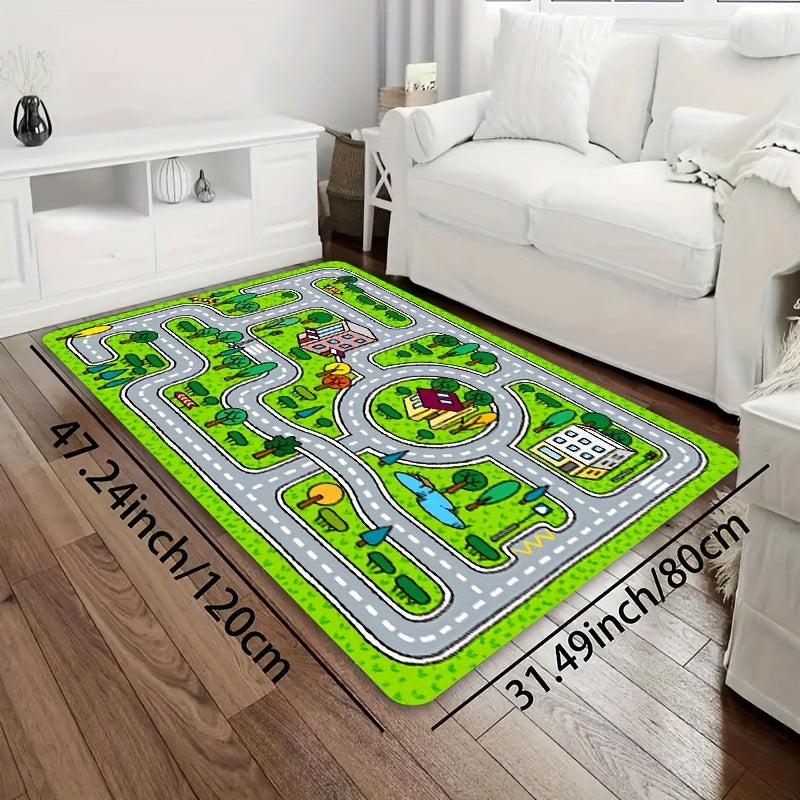 Play in style with this adorable Cute Cartoon Pattern Play Area Sponge Rug! Available in multiple sizes, this washable rug is perfect for your living room, bedroom, playroom, or anywhere in your home. Keep your floors clean and safe with this non-slip