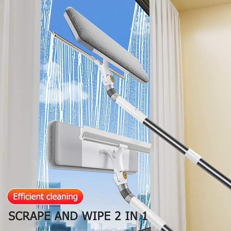 Get a versatile 2-in-1 Extendable Window Squeegee with Scraper made of Stainless Steel & Plastic! Featuring a TPR Handle, this Multi-Surface Cleaning Tool is perfect for glass, walls, outdoor, car, patio, and more. Ideal for use in your home or bathroom