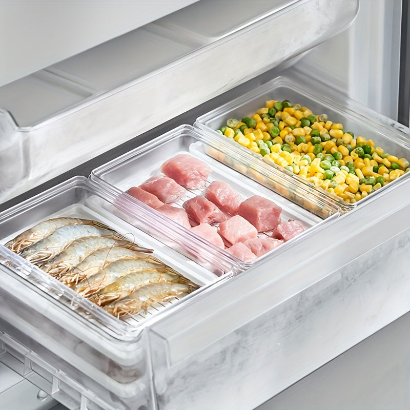 Set of PET Multipurpose Freezer Safe Storage Containers with Flip Top Lids, Includes 700ml & 1100ml Reusable Square Food Containers for Meat Storage, Freezer Safe from -20°C to -70°C.