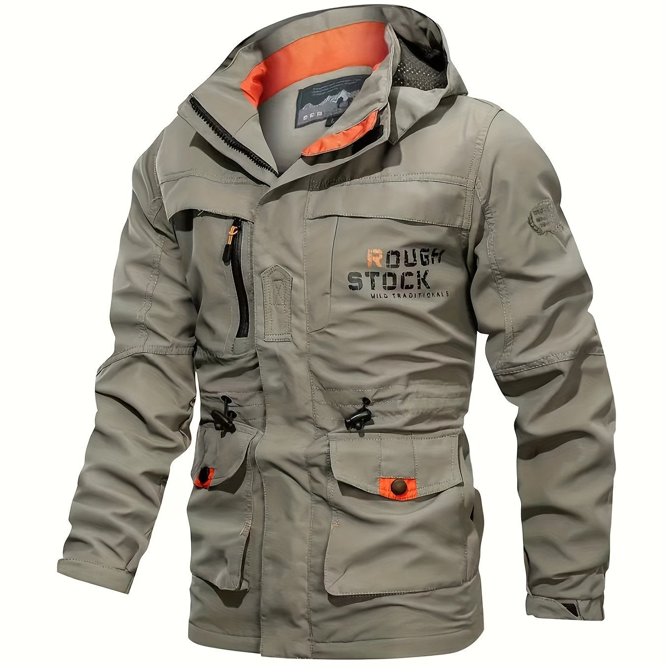 Men's versatile outdoor sports jacket with detachable hood and athletic style.