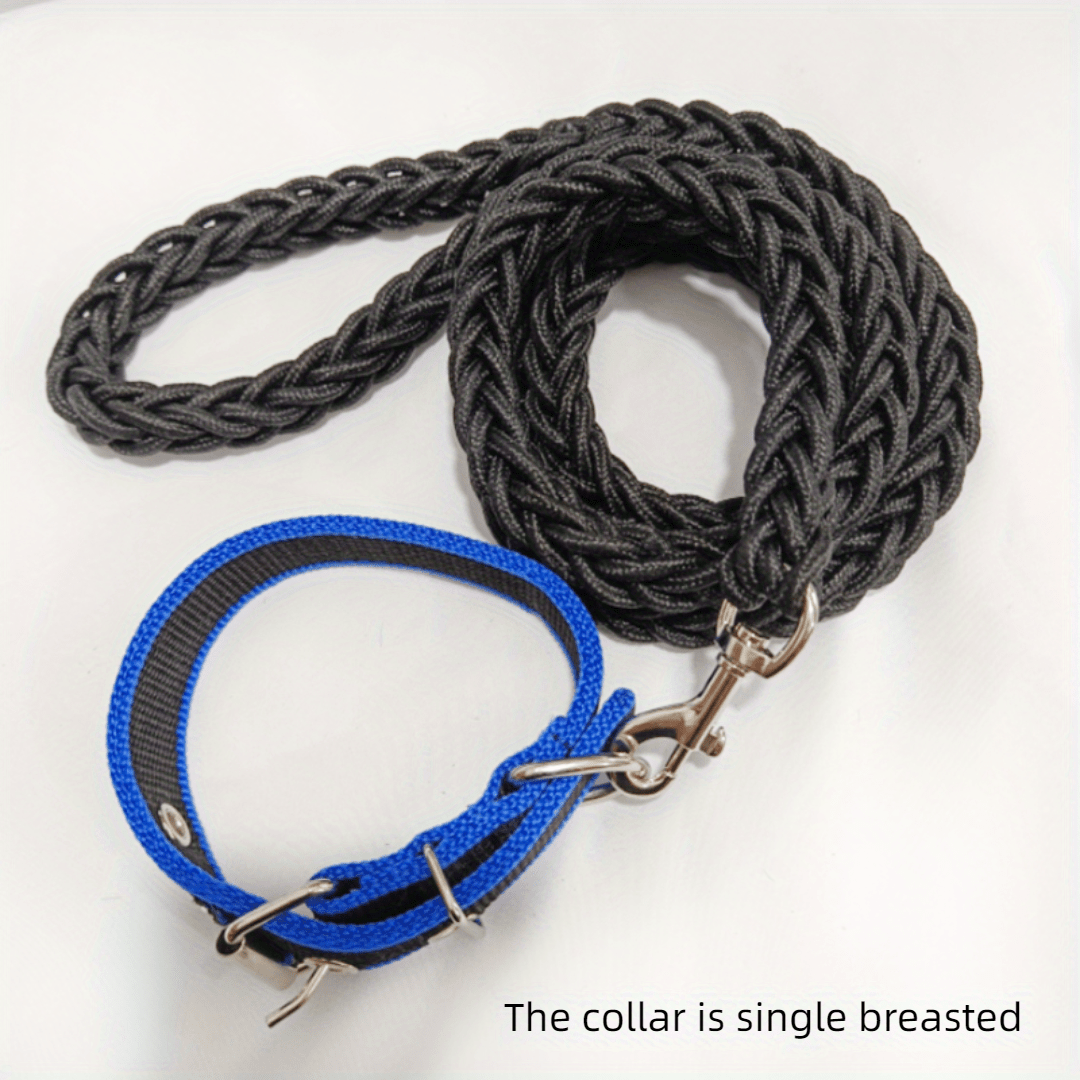 Heavy duty dog collar and leash set with braided training leash.