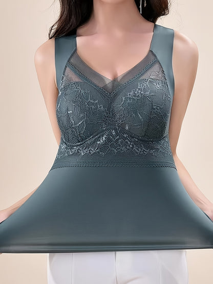 Women's vest with chest pad, breathable and cool, back lace lingerie.