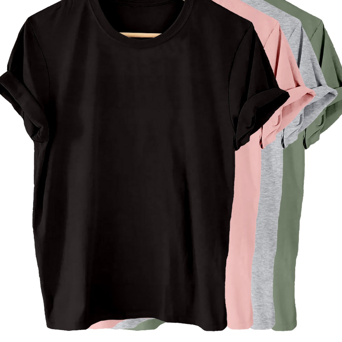 4 Solid Color T-shirt Packs for Women, Perfect for Summer and Spring