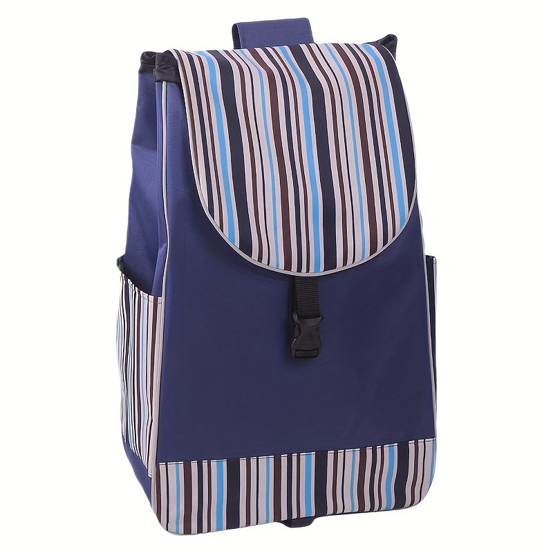 One piece of foldable, lightweight shopping cart replacement bag with a striped design. Can be used as a shopping bag for household items.