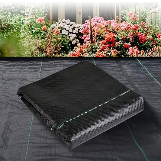 1 pack of heavy-duty black PP nonwoven landscape fabric weed barrier roll for garden, vegetable patch, and flower bed control.