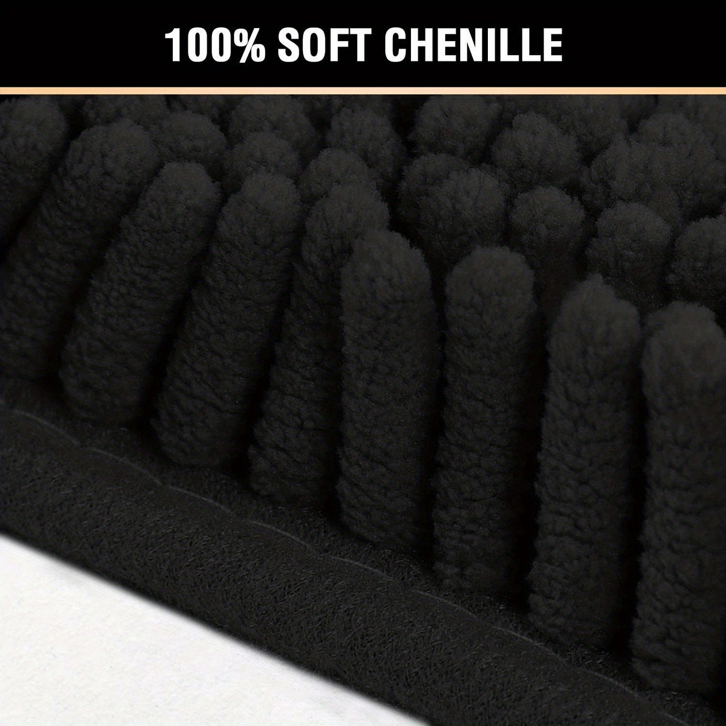 Set of 2 Chenille Bathroom Mats: U-shaped and rectangle, shaggy plush design for water absorption and anti-slip protection.