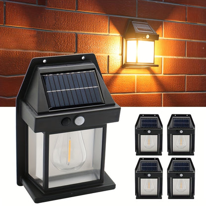 Wall lights with solar charging, auto sensor, and three lighting modes. Made of adjustable ABS material with good sealing performance. Easy installation without wiring for outdoor use.