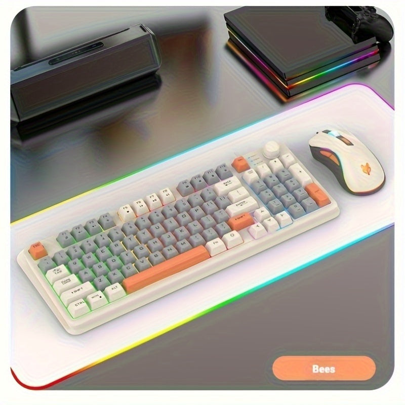 1pc XUNFOX 94-Key Mechanical Gaming Keyboard and Mouse Combo, USB Wired, Lightweight, RGB Backlit, Smart Knob, Ideal for Gamers.