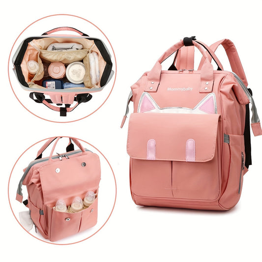 Multi-functional mommy backpack with large capacity, designed for outdoor use, can be worn as a double shoulder or hand-held bag for mother and baby.