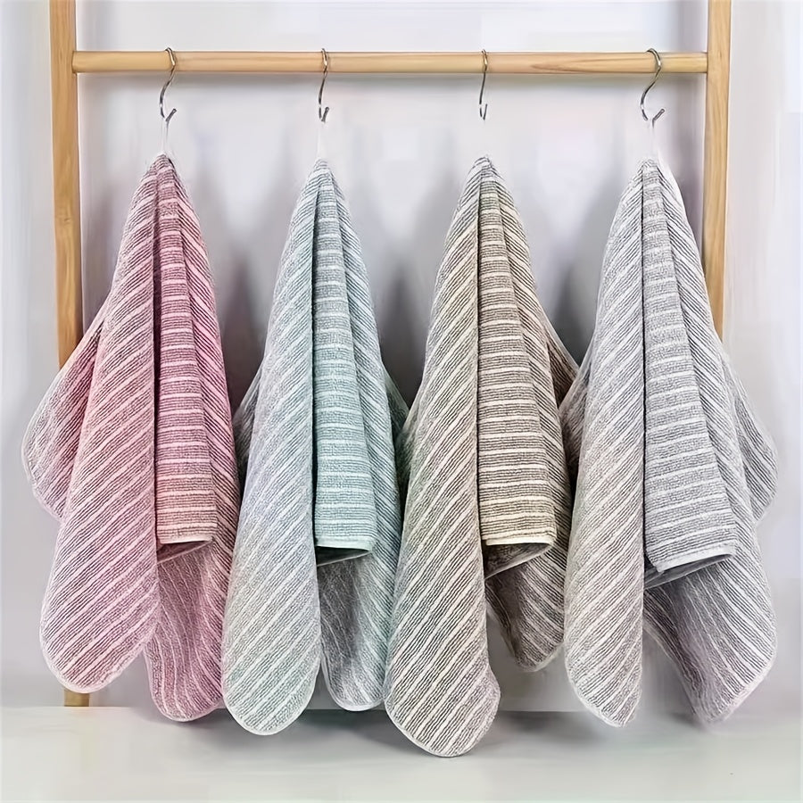 8 narrow strip sports bath towels suitable for bathroom, hotel, fitness, and spa. Includes 2 bath towels, 2 hand towels, and 4 square towels.