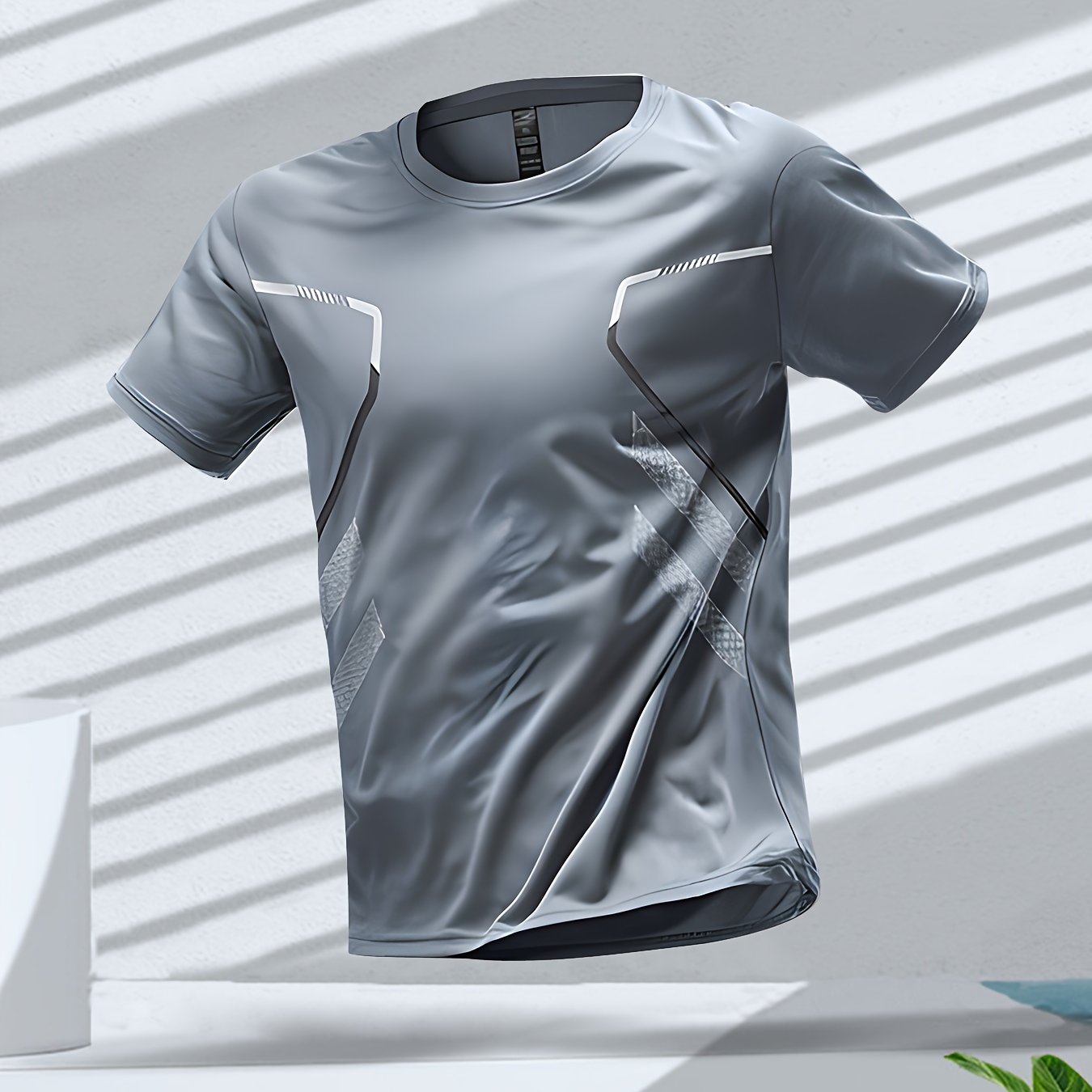 Men's Quick-Dry Athletic T-Shirt with Gradient Design for Gym and Sports - Lightweight Polyester Material, Moisture-Wicking and Breathable