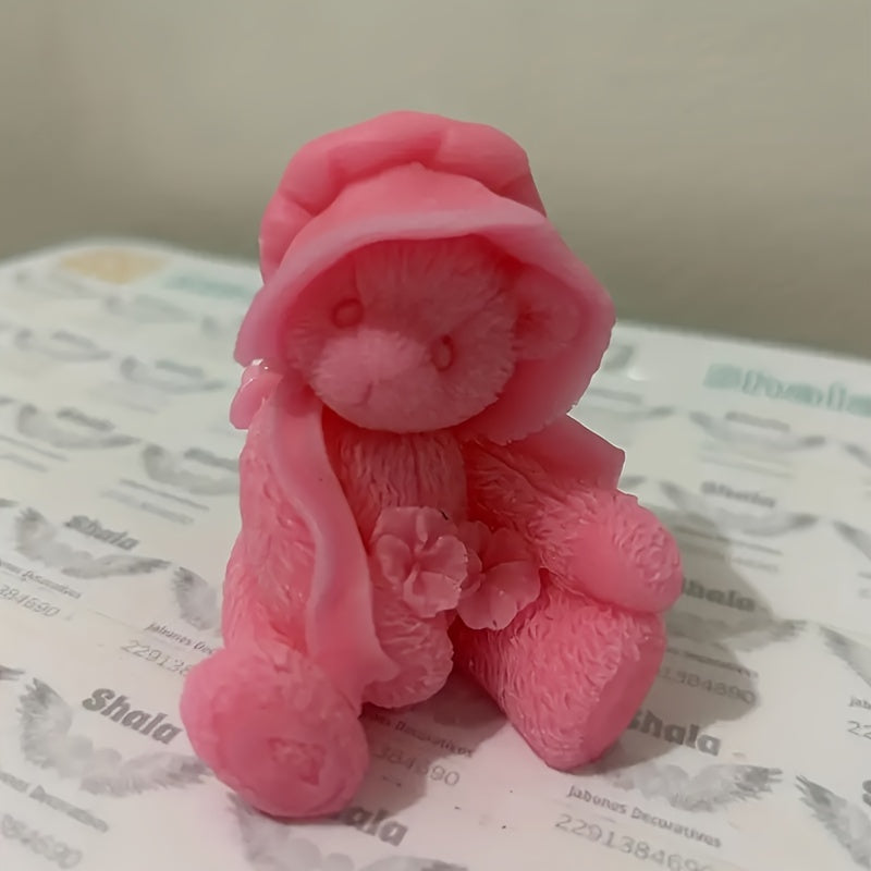 Silicone Mold for 3D Bear with Hat Shape - Ideal for Fondant, Chocolate, Biscuits, Cakes, Soaps, Candles, Gypsum and More! Perfect Kitchen Accessory for Baking and DIY Projects.