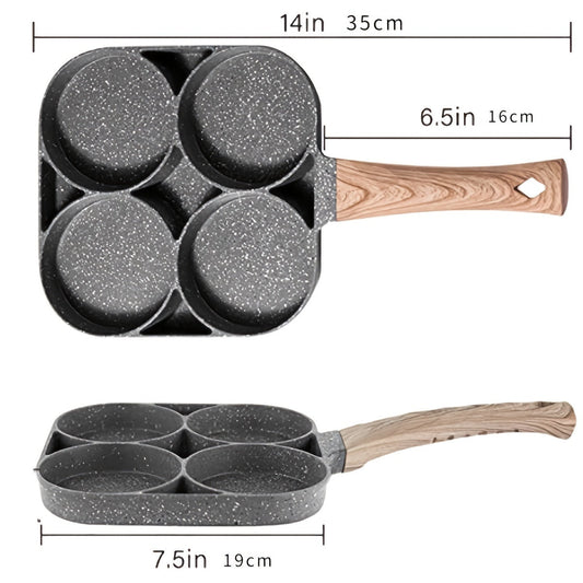 Non-Stick Egg and Hamburger Frying Pan with Wooden Handle - Ideal for Induction Cookers and Gas Stoves, Perfect for Cooking Eggs, Burgers, and More!