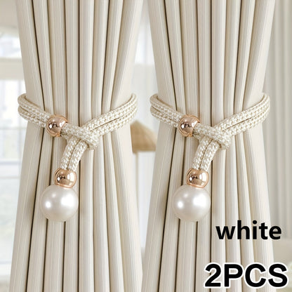 1 set of 2 pieces of pearl decorative curtain buckles, representing high-end luxury and adjustable style for your curtains. These elegant pearl curtain straps are perfect for enhancing the decoration of your curtains in any room, whether it be a bedroom