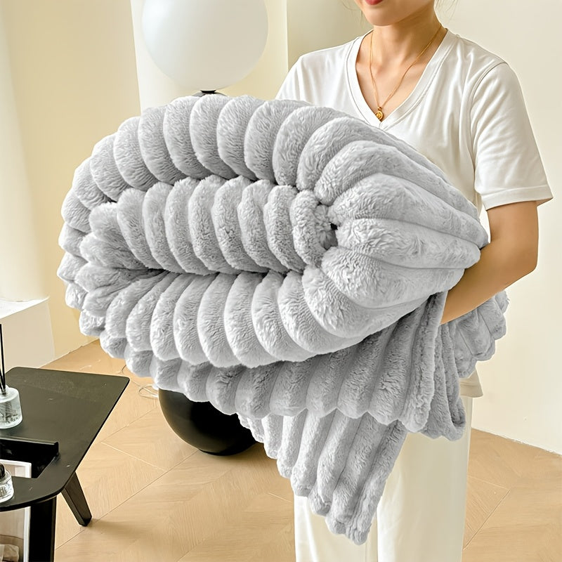 Soft and cozy skin-friendly ribbed blanket for your sofa or bed. This versatile blanket can also be used for your pet. Pillow core not included.