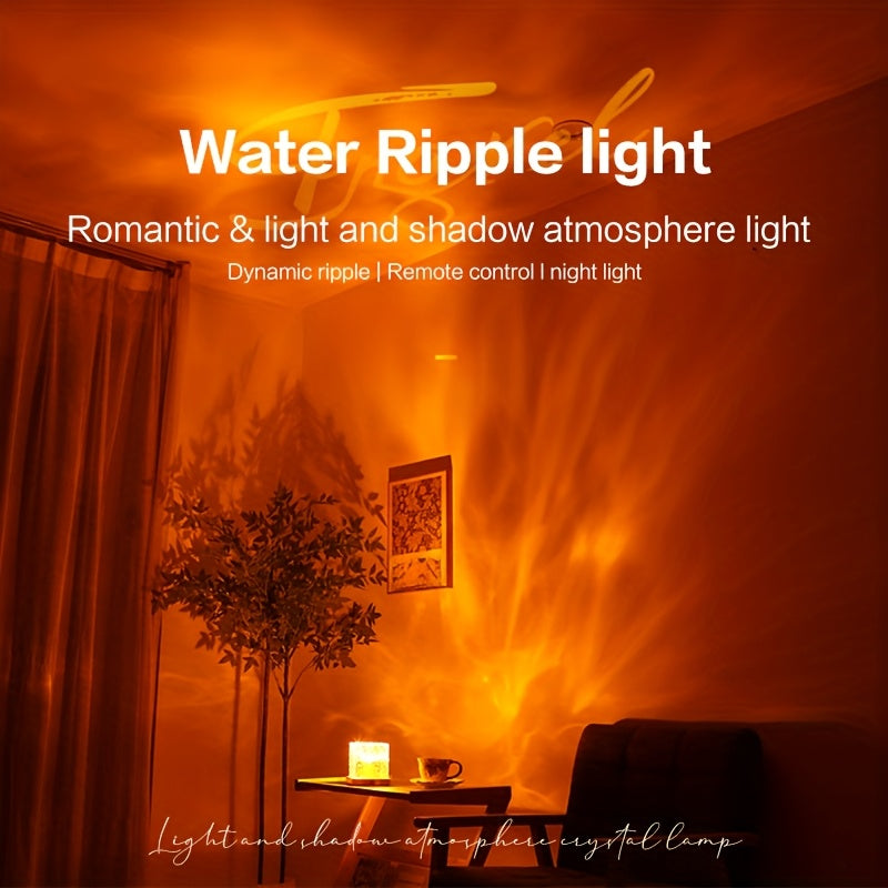 LED Night Light with Water Ripple Effect - Rechargeable via USB, Adjustable Brightness for Bedroom and Gaming Room Decoration