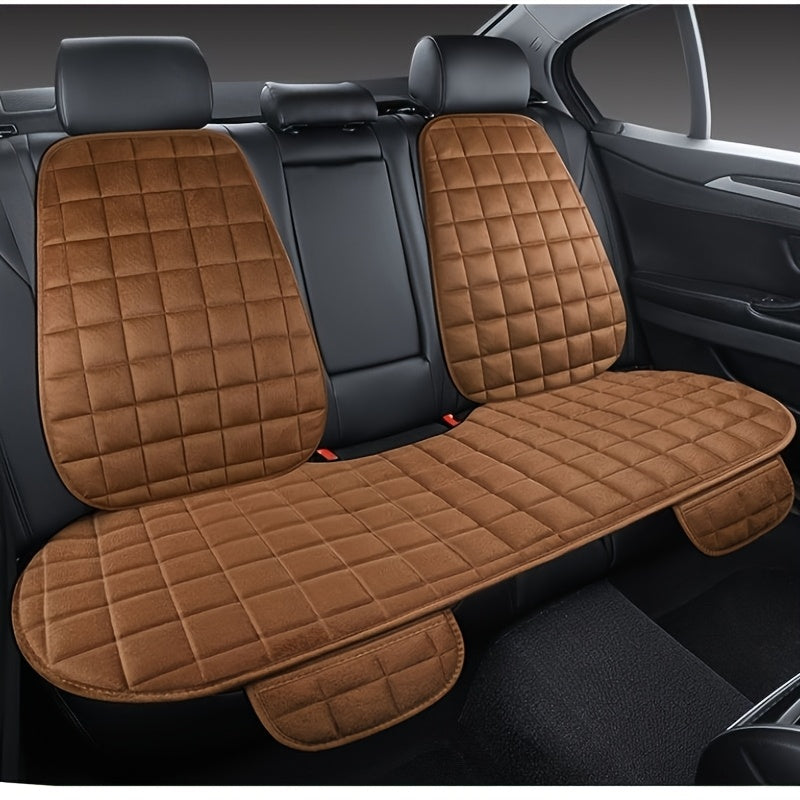 Velvet plush car seat covers with breathable protective pads for universal car interior.