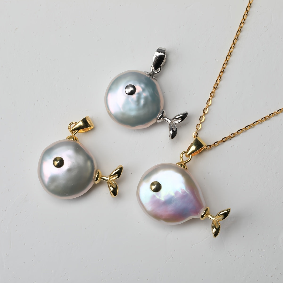 Handmade Baroque Freshwater Pearl Fish Pendant - S925 Sterling Silver, Adorable Nautical Theme, Perfect for Daily Wear and Gifting, No Batteries Needed