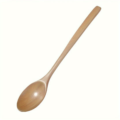 Multi-purpose 23.5cm long-handle wooden spoon ideal for kitchen, restaurant, camping, and picnics.