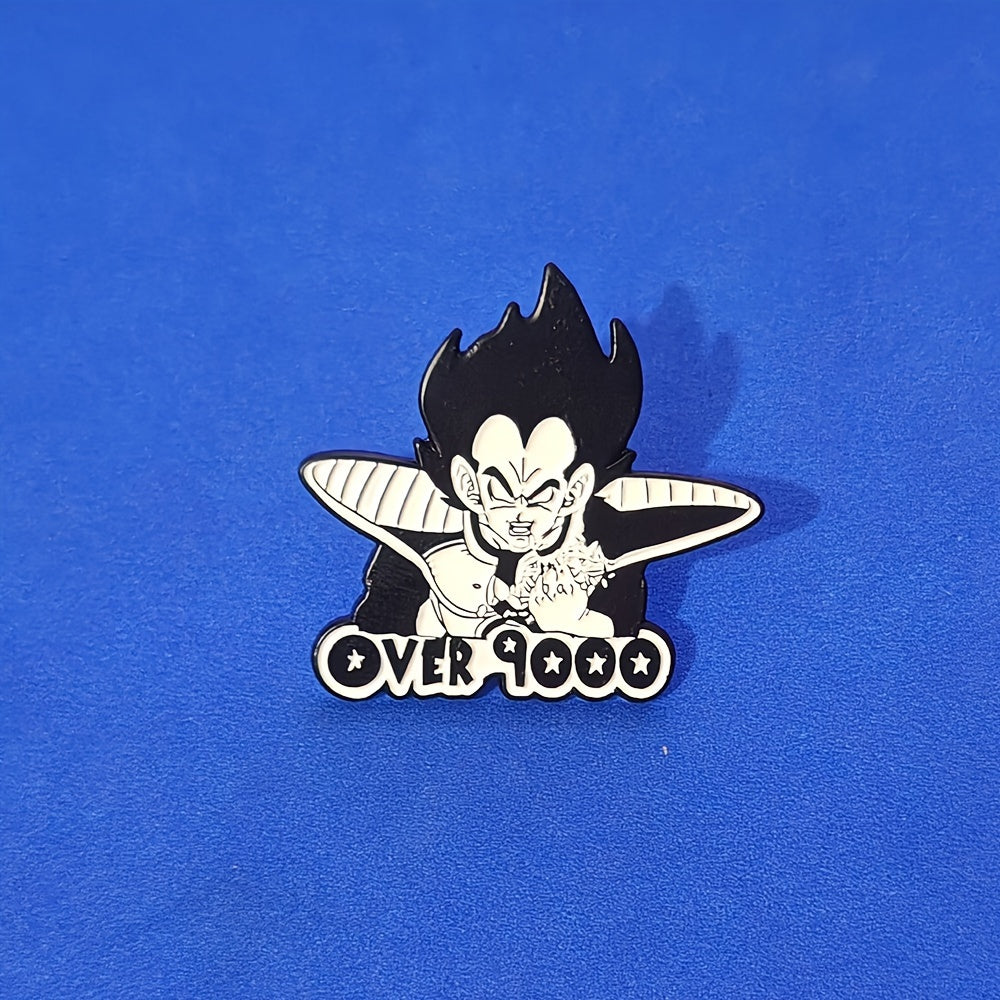 Super Warrior Enamel Pin - Japanese Anime Cartoon Character Brooch, Stylish Metal Badge For Shirts & Backpacks, Great Gift Idea - More Than 9000