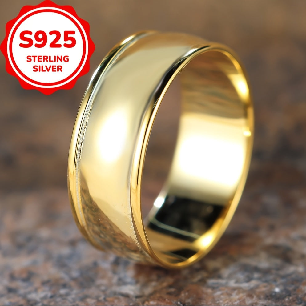 This trendy wide band ring is made of 925 sterling silver and features a polished surface in a trendy wheel shape. It is suitable for both men and women and can easily match your daily outfits. Weighing 3.9 grams, this stylish ring is a versatile