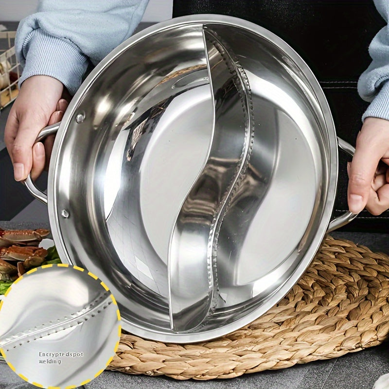 Multi-Purpose Stainless Steel Pot for Hot Pot and Noodles - Features Two Handles, Suitable for Induction and Gas Stoves, Ideal for Home and Commercial Kitchens.