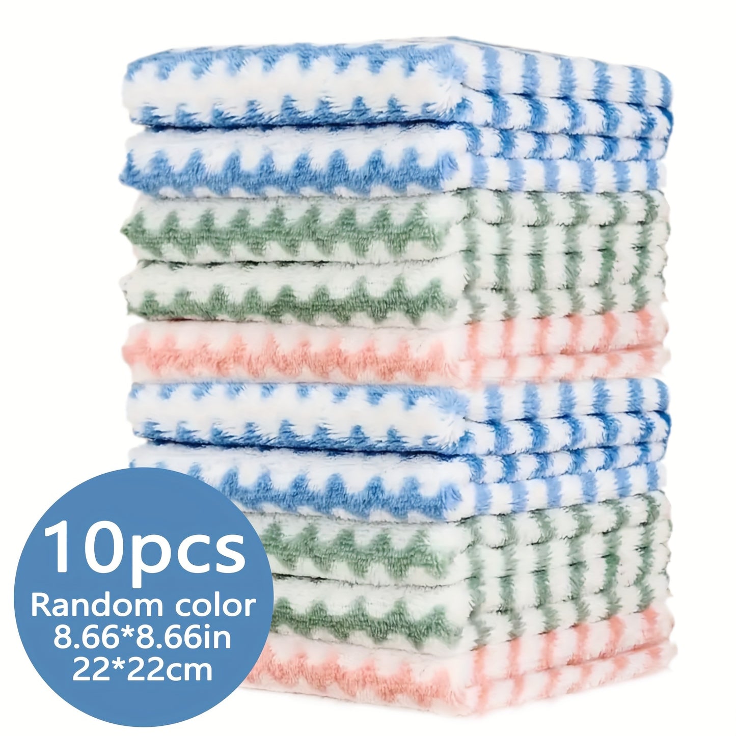 5/10pcs Thick Microfiber Double-sided Dish Cloths for Strong Stain Removal