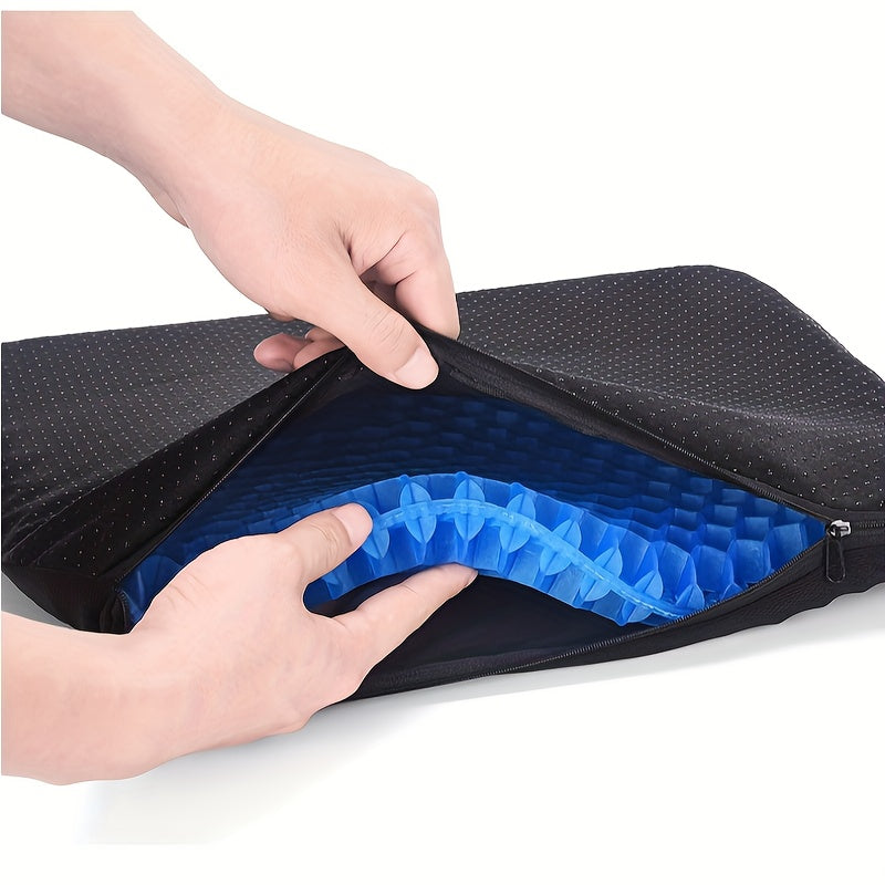 Soft and durable silicone seat cushion with removable cover and non-slip gel bottom, suitable for home, car, and student use.