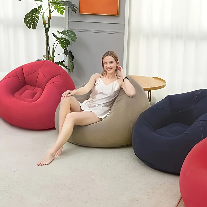 Versatile Red Inflatable Bean Bag Chair Made with Velvet Filling and Non-Woven Fabric - Multi-Size for Home, Kitchen, Game Room, and Lounge Sitting - No Wood Included